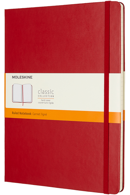 Cuaderno Clásico - Tapa dura - XL - Rojo escarlata - De rayas