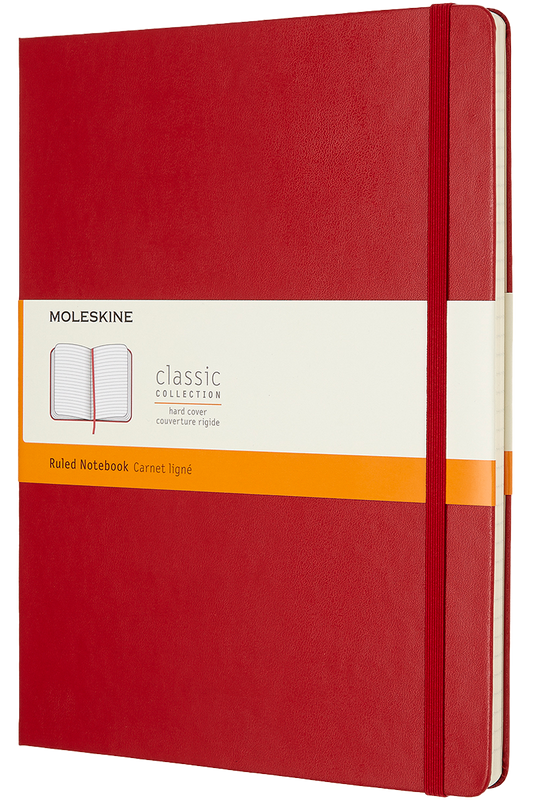 Cuaderno Clásico - Tapa dura - XL - Rojo escarlata - De rayas