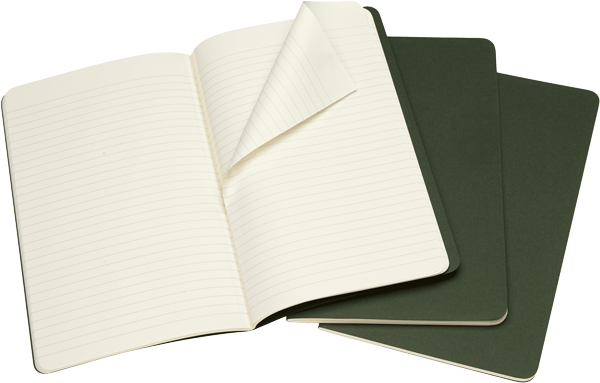 Libretas Cahier. Set de 3 - Tapa Blanda - Large - Verde mirto - De rayas