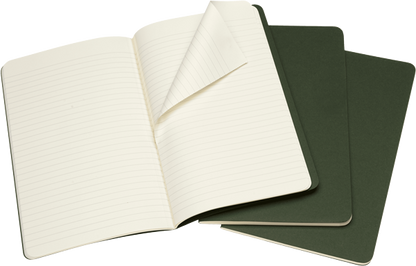 Libretas Cahier. Set de 3 - Tapa Blanda - Large - Verde mirto - De rayas