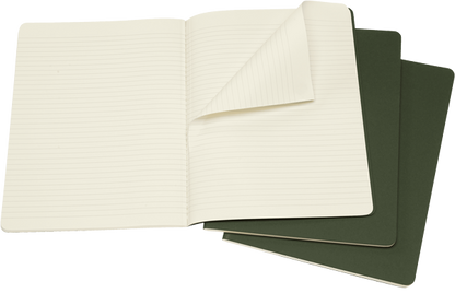 Libretas Cahier. Set de 3 - Tapa Blanda - XL - Verde mirto - De rayas