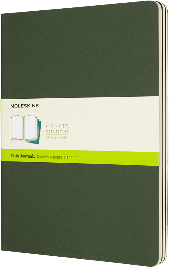 Libretas Cahier. Set de 3 - Tapa Blanda - XL - Verde mirto - Lisa