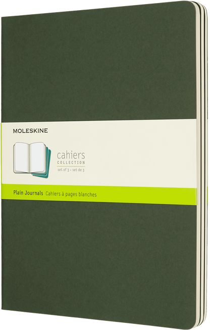 Libretas Cahier. Set de 3 - Tapa Blanda - XL - Verde mirto - Lisa