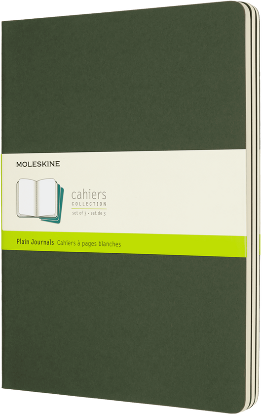 Libretas Cahier. Set de 3 - Tapa Blanda - XL - Verde mirto - Lisa
