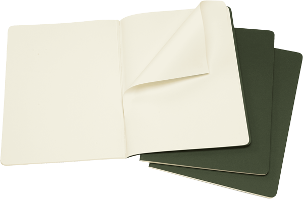 Libretas Cahier. Set de 3 - Tapa Blanda - XL - Verde mirto - Lisa