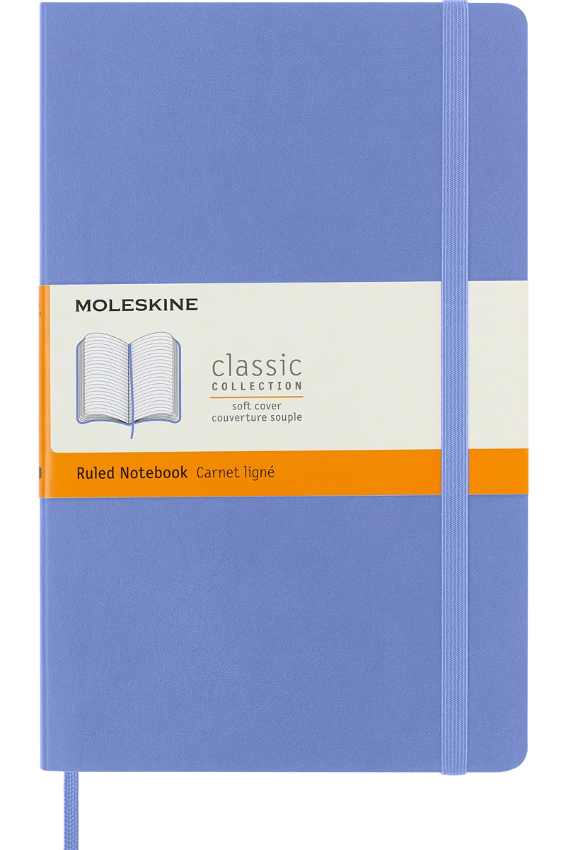 Cuaderno Clásico - Tapa Blanda - Large - Azul hortensia - De rayas