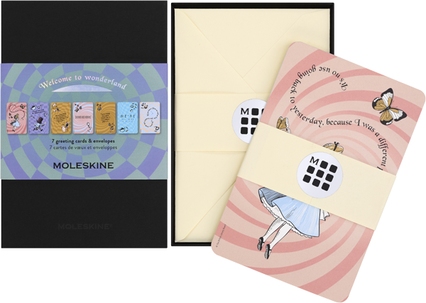 Lote de 7 tarjetas de felicitación con sobres Alicia en el País de las Maravillas