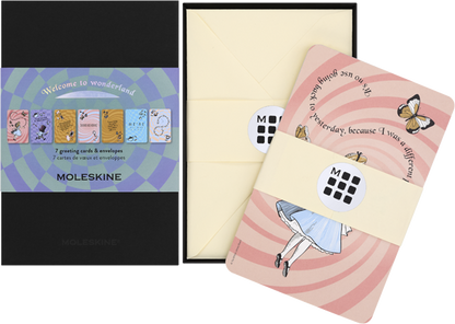 Lote de 7 tarjetas de felicitación con sobres Alicia en el País de las Maravillas