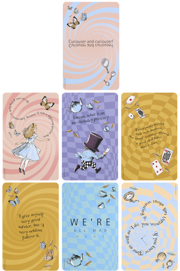 Lote de 7 tarjetas de felicitación con sobres Alicia en el País de las Maravillas