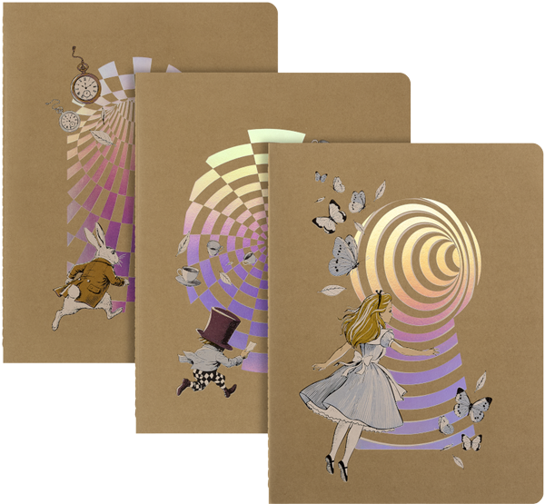 Libretas Cahier - Alicia en el País de las Maravillas - XL - De rayas - Set de 3