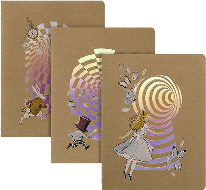 Libretas Cahier - Alicia en el País de las Maravillas - XL - De rayas - Set de 3
