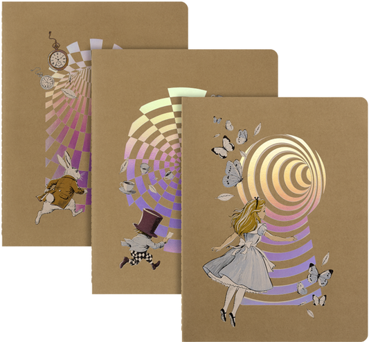 Libretas Cahier - Alicia en el País de las Maravillas - XL - De rayas - Set de 3