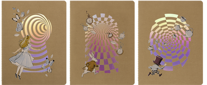 Libretas Cahier - Alicia en el País de las Maravillas - XL - De rayas - Set de 3