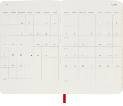 Agenda 2025 - Semanal - Tapa blanda - Pocket - Rojo escarlata