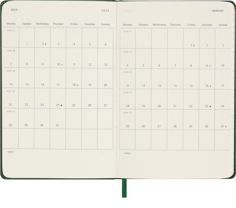 Agenda 2025 - Semanal - Tapa dura - Pocket - Verde mirto