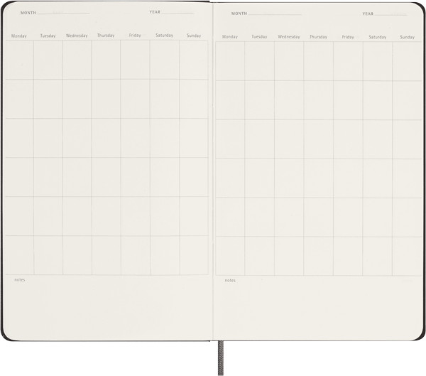 Agenda sin fecha - Semanal - T. Dura - Large - Negro
