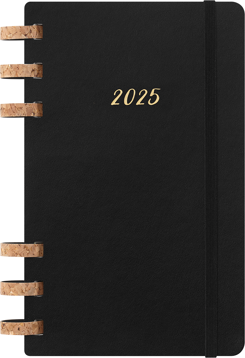 Agenda 2025 en Espiral - Semanal / Mensual - Tapa blanda - Large - Negro