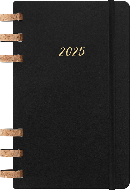 Agenda 2025 en Espiral - Semanal / Mensual - Tapa blanda - Large - Negro