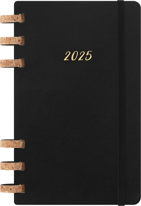 Agenda 2025 en Espiral - Semanal / Mensual - Tapa blanda - Large - Negro