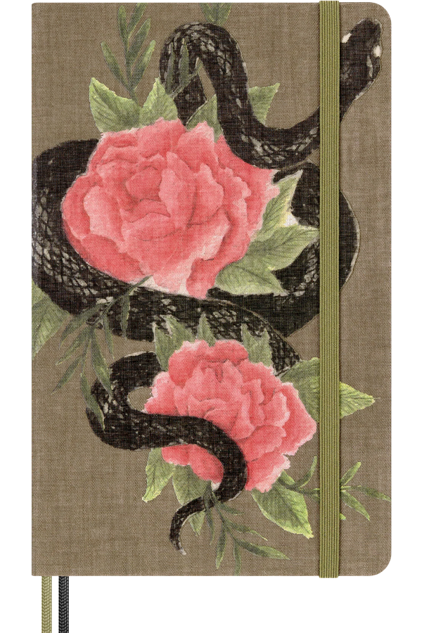 Cuaderno Serpiente con rosas café - Tapa dura - Large - De rayas