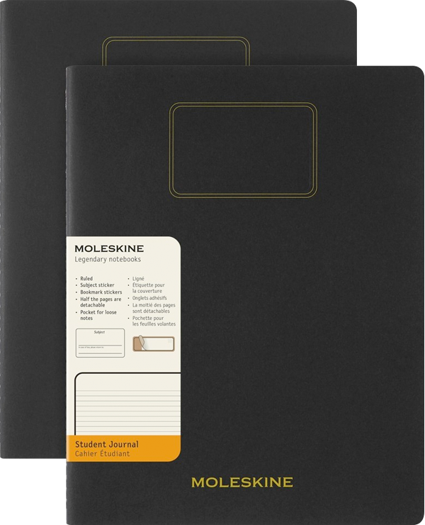 Cuaderno estudiante. Set de 2 - Tapa Blanda - XXL - Negro - De rayas