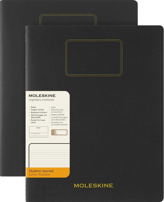 Cuaderno estudiante. Set de 2 - Tapa Blanda - XXL - Negro - De rayas
