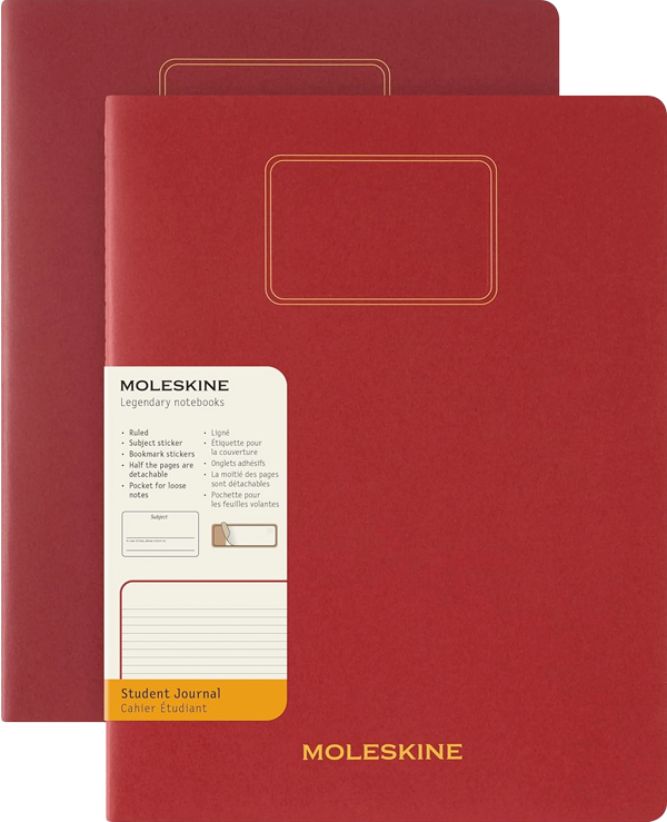 Cuaderno estudiante. Set de 2 - Tapa Blanda - XXL - Rojo arándano - De rayas