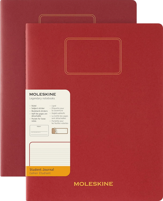 Cuaderno estudiante. Set de 2 - Tapa Blanda - XXL - Rojo arándano - De rayas
