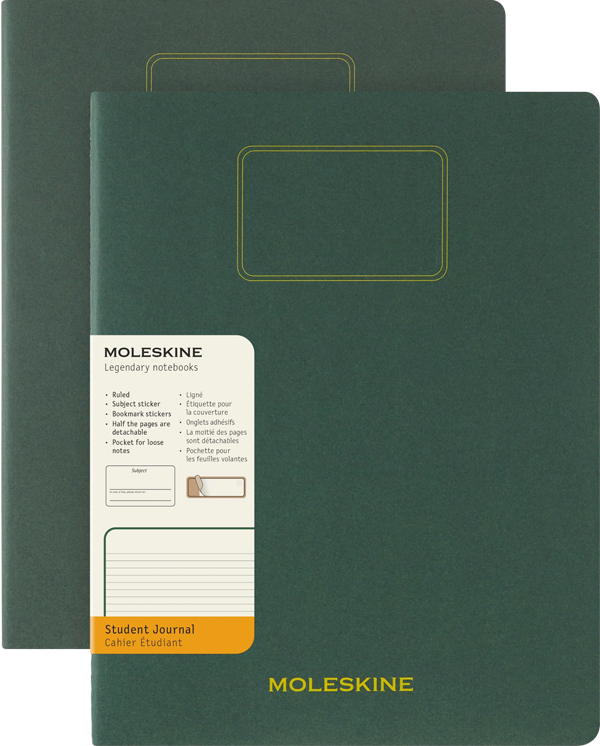 Cuaderno estudiante. Set de 2 - Tapa Blanda - XXL - Verde Mirto - De rayas