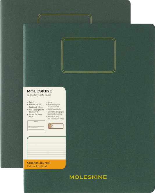 Cuaderno estudiante. Set de 2 - Tapa Blanda - XXL - Verde Mirto - De rayas