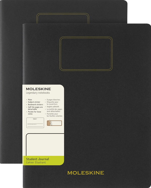 Cuaderno estudiante. Set de 2 - Tapa Blanda - XXL - Negro - Lisa
