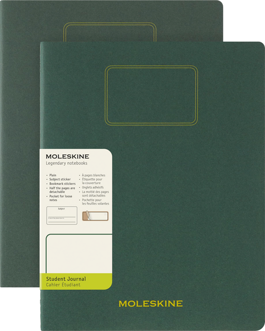 Cuaderno estudiante. Set de 2 - Tapa Blanda - XXL - Verde Mirto - Lisa