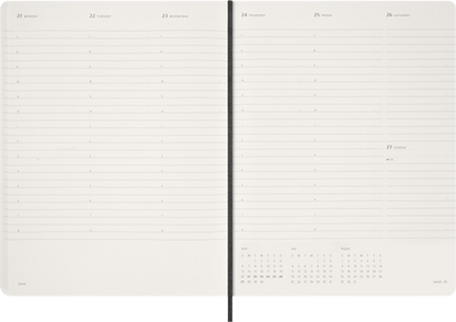 Agenda Essential Oct26-Dic27 - S. vertical - T. Blanda - XXL - Negro