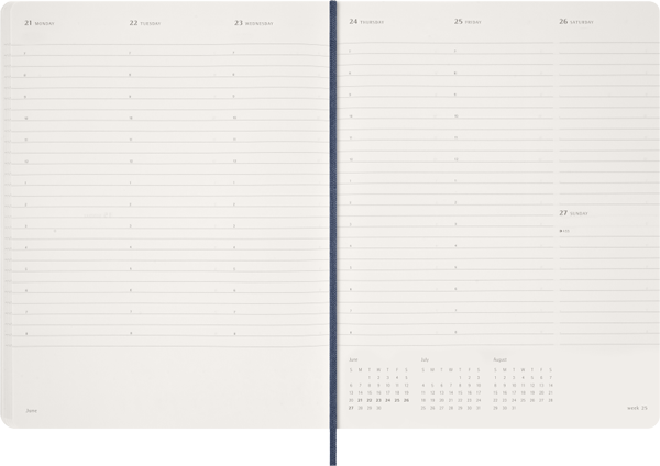 Agenda Essential Oct26-Dic27 - S. vertical - T. Blanda - XXL - Azul zafiro