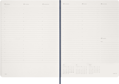 Agenda Essential Oct26-Dic27 - S. vertical - T. Blanda - XXL - Azul zafiro