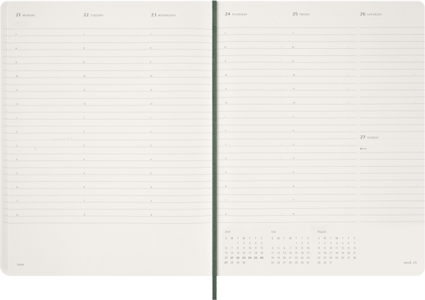Agenda Essential Oct26-Dic27 - S. vertical - T. Blanda - XXL - Verde mirto