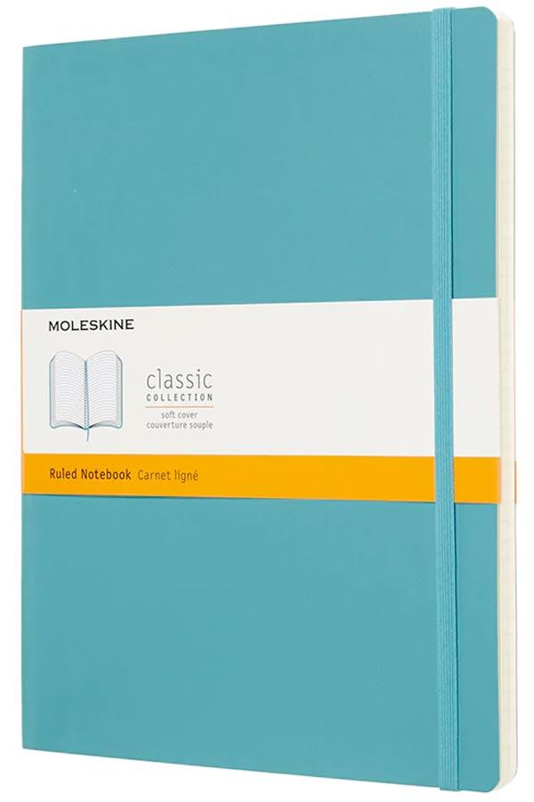 Cuaderno Clásico - Tapa Blanda - XL - Azul arrecife - De rayas