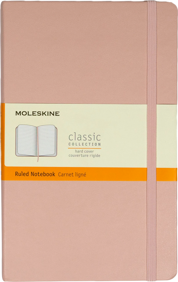Cuaderno Clásico - Tapa dura - Large - Rosa claro - De rayas
