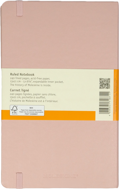 Cuaderno Clásico - Tapa dura - Large - Rosa claro - De rayas
