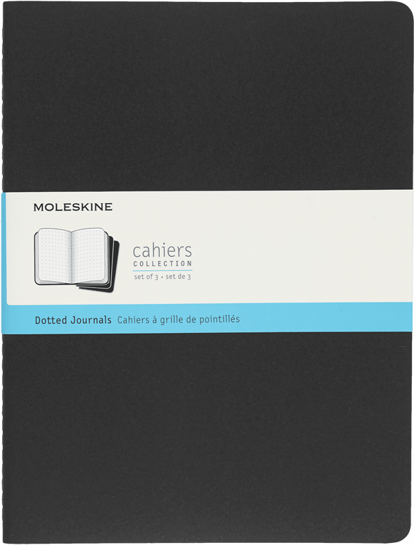 Libretas Cahier. Set de 3 - Tapa Blanda - XL - Negro - De puntos