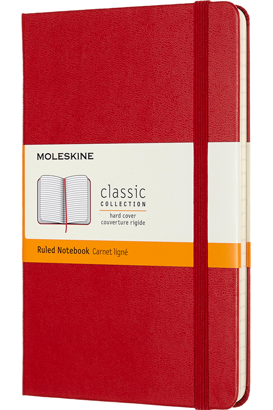 Cuaderno Clásico - Tapa dura - Medium - Rojo escarlata - De rayas