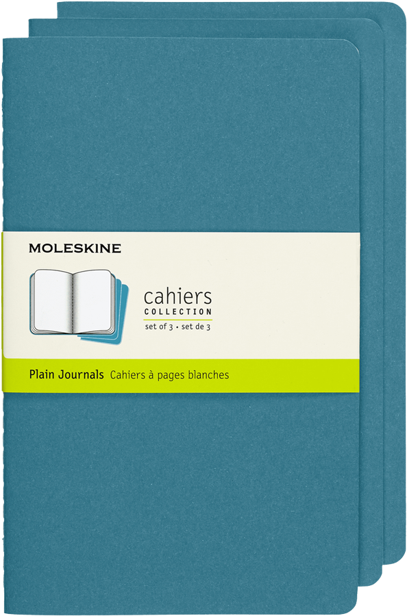 Libretas Cahier. Set de 3 - Tapa Blanda - Large - Azul teal - Lisa