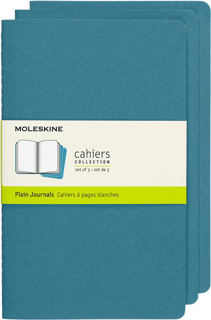 Libretas Cahier. Set de 3 - Tapa Blanda - Large - Azul teal - Lisa