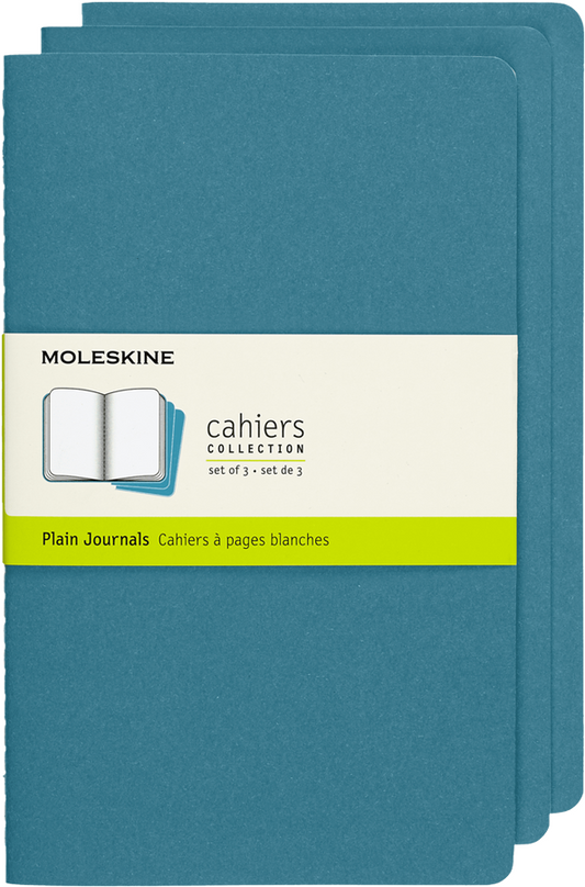 Libretas Cahier. Set de 3 - Tapa Blanda - Large - Azul teal - Lisa