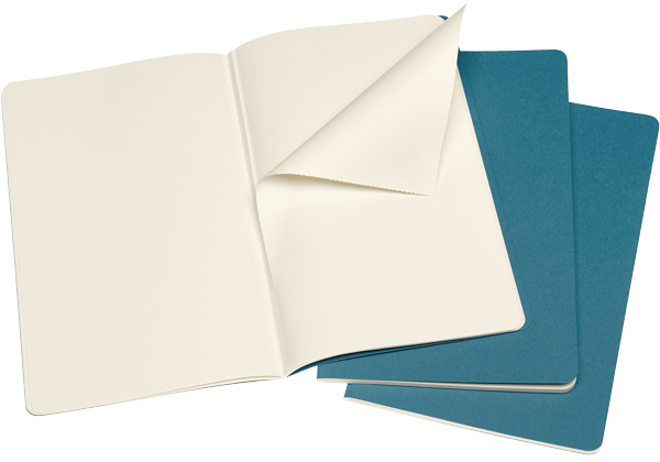 Libretas Cahier. Set de 3 - Tapa Blanda - Large - Azul teal - Lisa