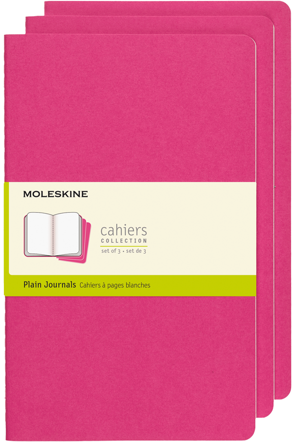 Libretas Cahier. Set de 3 - Tapa Blanda - Large - Rosa Cinetica - Lisa