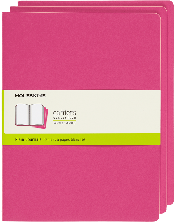 Libretas Cahier. Set de 3 - Tapa Blanda - XL - Rosa Cinetica - Lisa