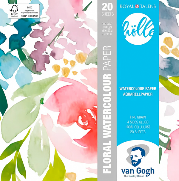 Block Acuarela Van Gogh Frau Hölle Floral 300 gr 20 hojas