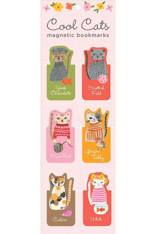 Marcapáginas Cool Cats. Set de 6