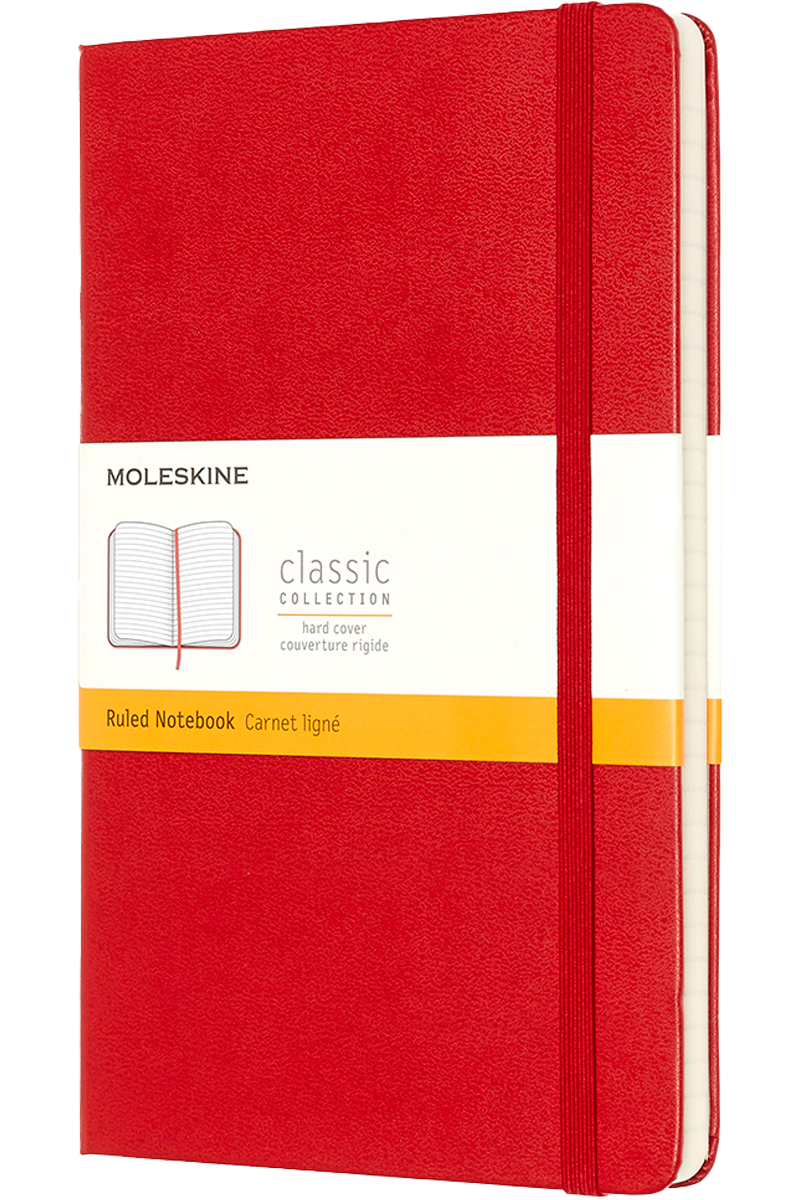 Cuaderno Clásico - Tapa dura - Large - Rojo escarlata - De rayas